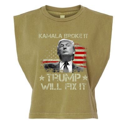 Kamala Harris Broke It Trump Will Fix It Usa Flag Trump Cool Garment-Dyed Women's Muscle Tee