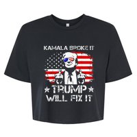 Kamala Harris Broke It Trump Will Fix It Usa Flag Trump Cool Bella+Canvas Jersey Crop Tee