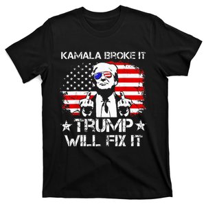 Kamala Harris Broke It Trump Will Fix It Usa Flag Trump Cool T-Shirt