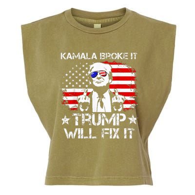 Kamala Harris Broke It Trump Will Fix It Usa Flag Trump Cool Garment-Dyed Women's Muscle Tee