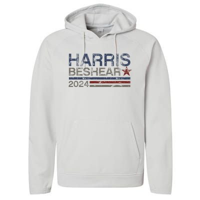 Kamala Harris Beshear 2024 Stripe Grunge Harris Beshear 2024 Performance Fleece Hoodie