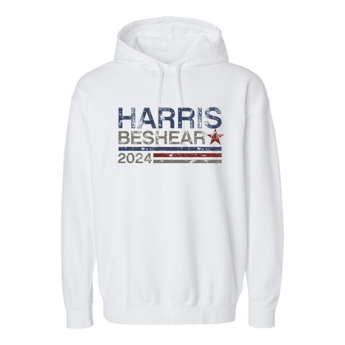 Kamala Harris Beshear 2024 Stripe Grunge Harris Beshear 2024 Garment-Dyed Fleece Hoodie