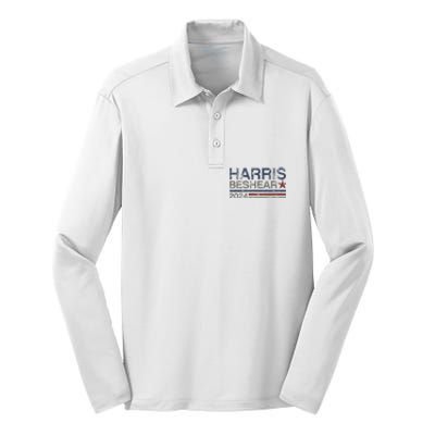 Kamala Harris Beshear 2024 Stripe Grunge Harris Beshear 2024 Silk Touch Performance Long Sleeve Polo