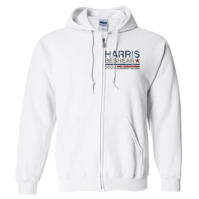 Kamala Harris Beshear 2024 Stripe Grunge Harris Beshear 2024 Full Zip Hoodie