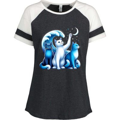 Kamala Harris Blue Cats Wave Kamala Funny For Cat Lovers Enza Ladies Jersey Colorblock Tee