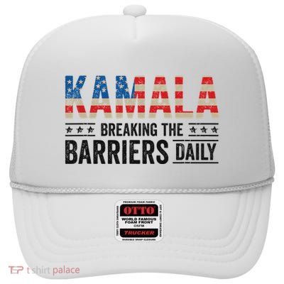 Kamala Harris Breaking Barriers Daily Design High Crown Mesh Back Trucker Hat
