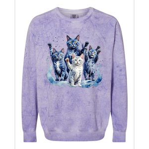 Kamala Harris Blue Cats Wave Funny For Cat Owners Colorblast Crewneck Sweatshirt