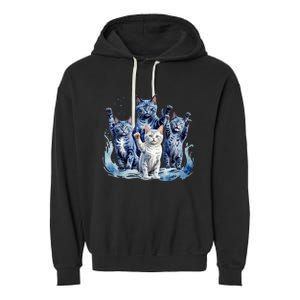 Kamala Harris Blue Cats Wave Funny For Cat Owners Garment-Dyed Fleece Hoodie