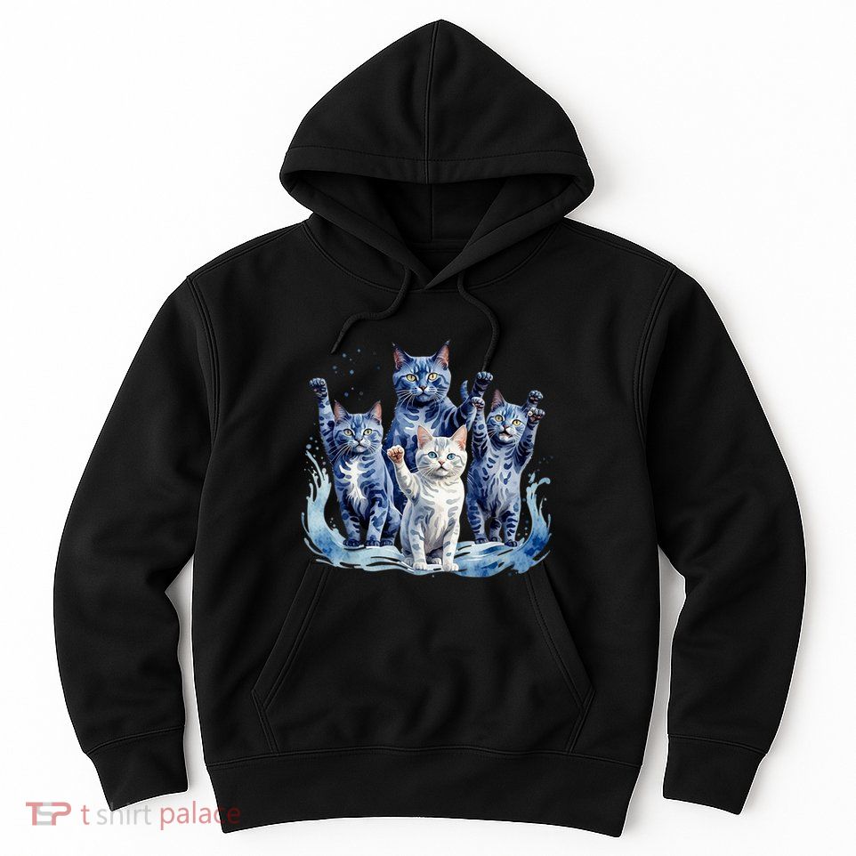 Kamala Harris Blue Cats Wave Funny For Cat Owners Hoodie