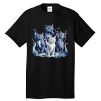 Kamala Harris Blue Cats Wave Funny For Cat Owners Tall T-Shirt