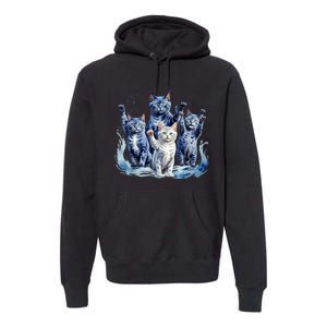 Kamala Harris Blue Cats Wave Funny For Cat Owners Premium Hoodie