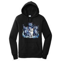 Kamala Harris Blue Cats Wave Funny For Cat Owners Women's Pullover Hoodie