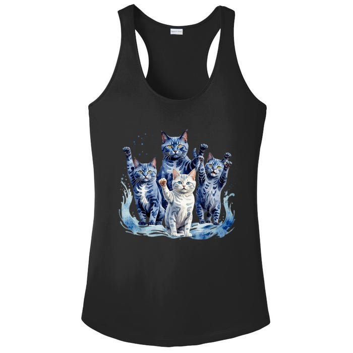 Kamala Harris Blue Cats Wave Funny For Cat Owners Ladies PosiCharge Competitor Racerback Tank