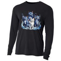 Kamala Harris Blue Cats Wave Funny For Cat Owners Cooling Performance Long Sleeve Crew