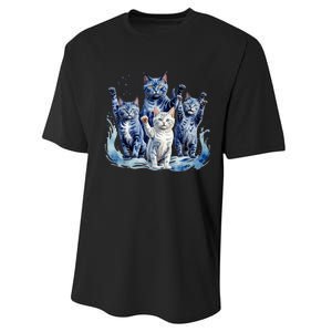 Kamala Harris Blue Cats Wave Funny For Cat Owners Performance Sprint T-Shirt