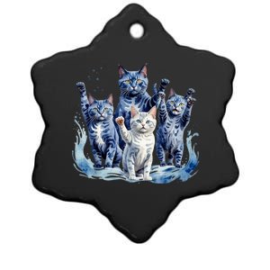 Kamala Harris Blue Cats Wave Funny For Cat Owners Ceramic Star Ornament