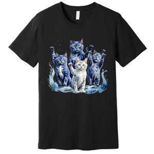 Kamala Harris Blue Cats Wave Funny For Cat Owners Premium T-Shirt