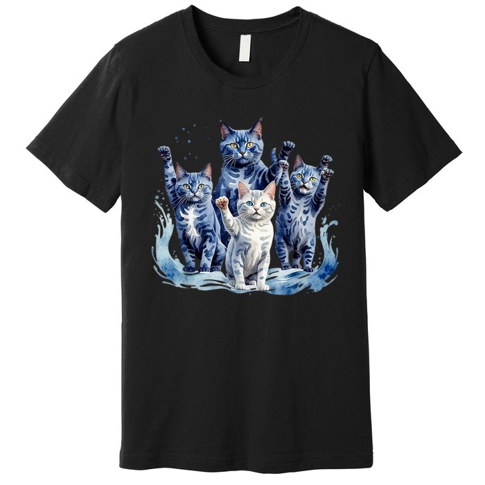 Kamala Harris Blue Cats Wave Funny For Cat Owners Premium T-Shirt