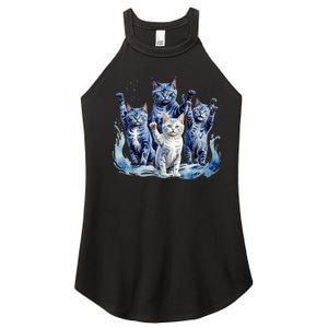 Kamala Harris Blue Cats Wave Funny For Cat Owners Women's Perfect Tri Rocker Tank