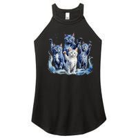 Kamala Harris Blue Cats Wave Funny For Cat Owners Women's Perfect Tri Rocker Tank