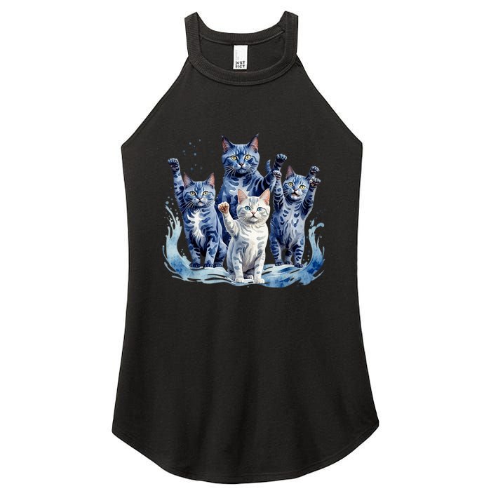 Kamala Harris Blue Cats Wave Funny For Cat Owners Women's Perfect Tri Rocker Tank