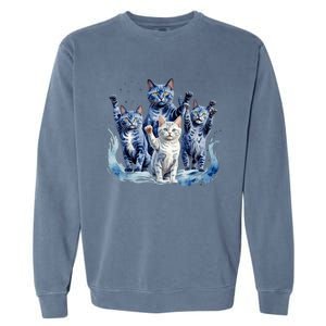 Kamala Harris Blue Cats Wave Funny For Cat Owners Garment-Dyed Sweatshirt