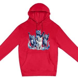 Kamala Harris Blue Cats Wave Funny For Cat Owners Premium Pullover Hoodie