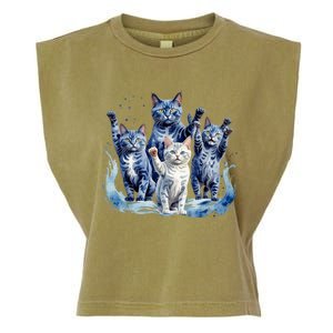 Kamala Harris Blue Cats Wave Funny For Cat Owners Garment-Dyed Women's Muscle Tee