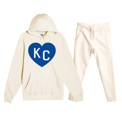 Kc Heart Blue Kansas City Premium Hooded Sweatsuit Set