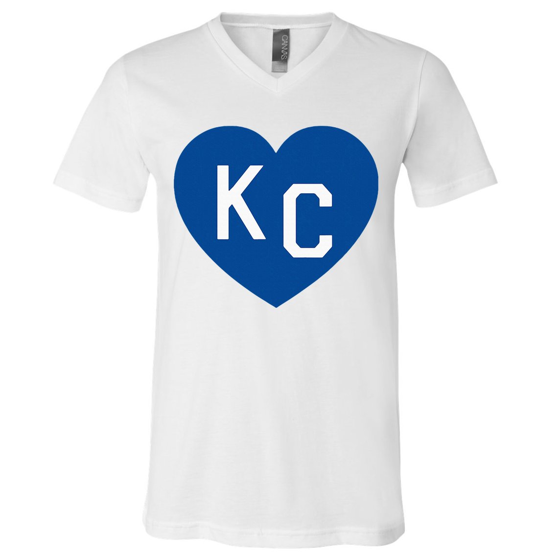 Kc Heart Blue Kansas City V-Neck T-Shirt