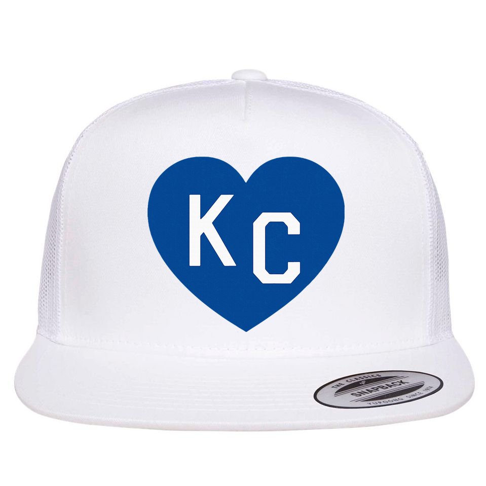 Kc Heart Blue Kansas City Flat Bill Trucker Hat