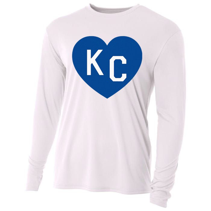 Kc Heart Blue Kansas City Cooling Performance Long Sleeve Crew