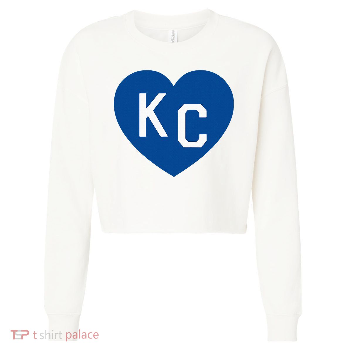 Kc Heart Blue Kansas City Cropped Pullover Crew