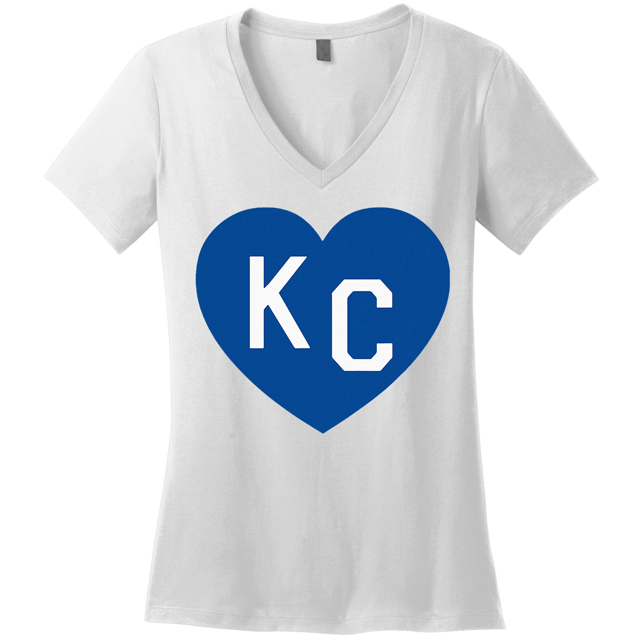Kc Heart Blue Kansas City Women's V-Neck T-Shirt