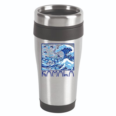 Kamala Harris Blue Cats Wave Funny Cat 16oz Travel Tumbler