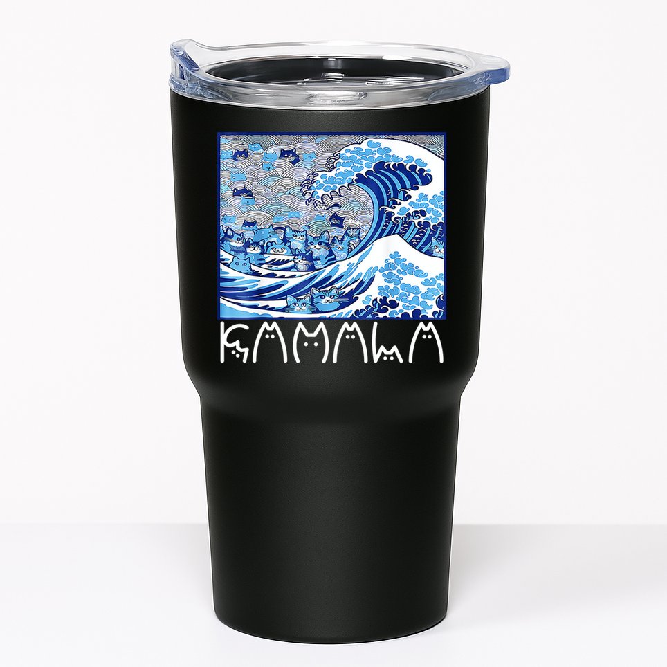 Kamala Harris Blue Cats Wave Funny Cat Tumbler