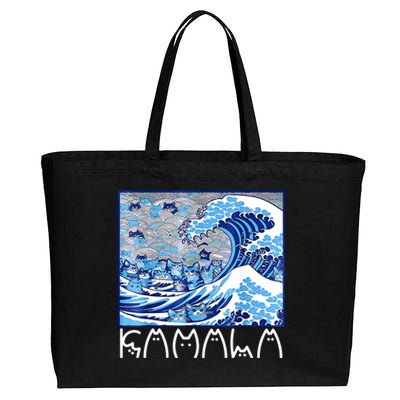 Kamala Harris Blue Cats Wave Funny Cat Cotton Canvas Jumbo Tote