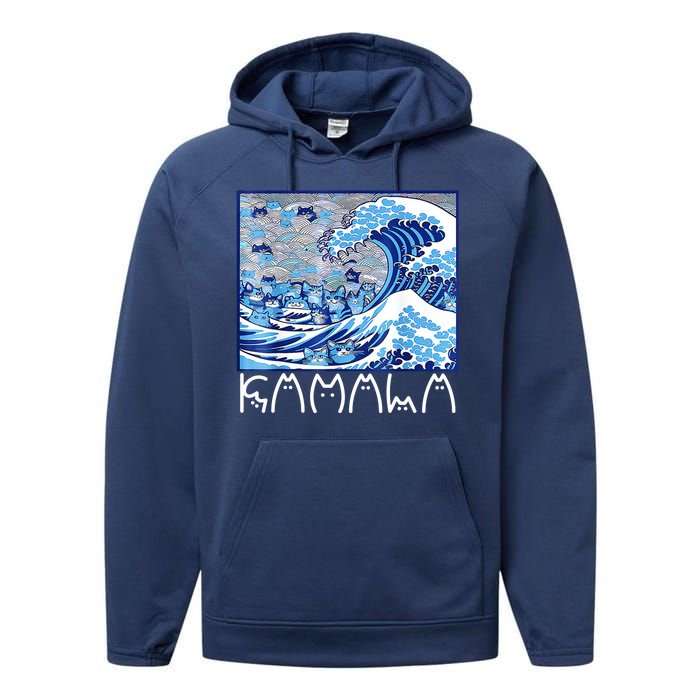 Kamala Harris Blue Cats Wave Funny Cat Performance Fleece Hoodie