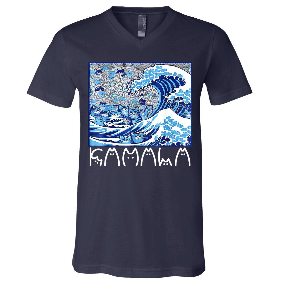 Kamala Harris Blue Cats Wave Funny Cat V-Neck T-Shirt
