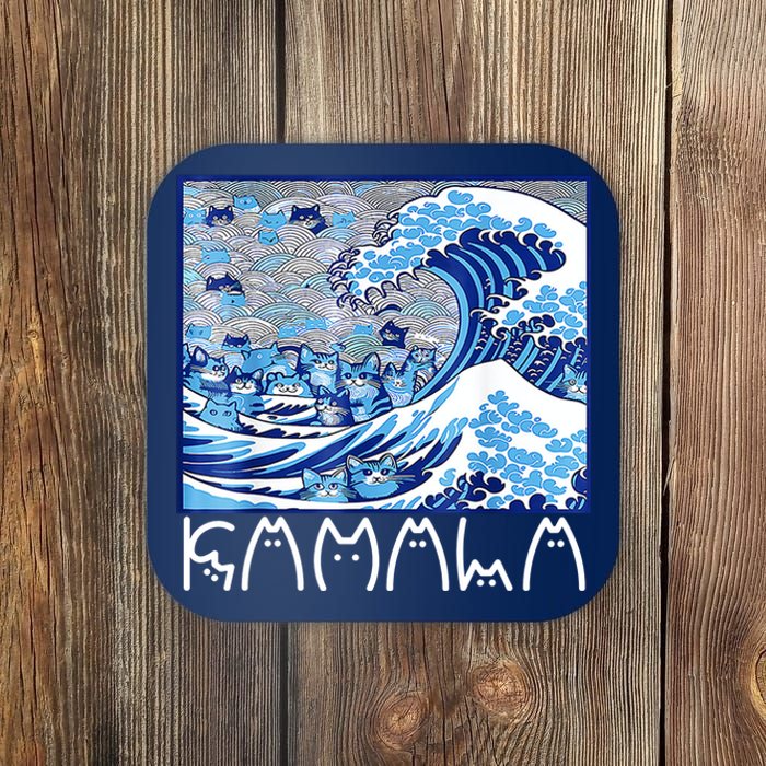 Kamala Harris Blue Cats Wave Funny Cat Coaster