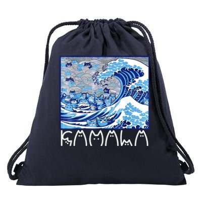 Kamala Harris Blue Cats Wave Funny Cat Drawstring Bag