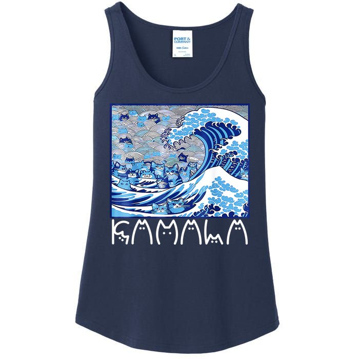 Kamala Harris Blue Cats Wave Funny Cat Ladies Essential Tank