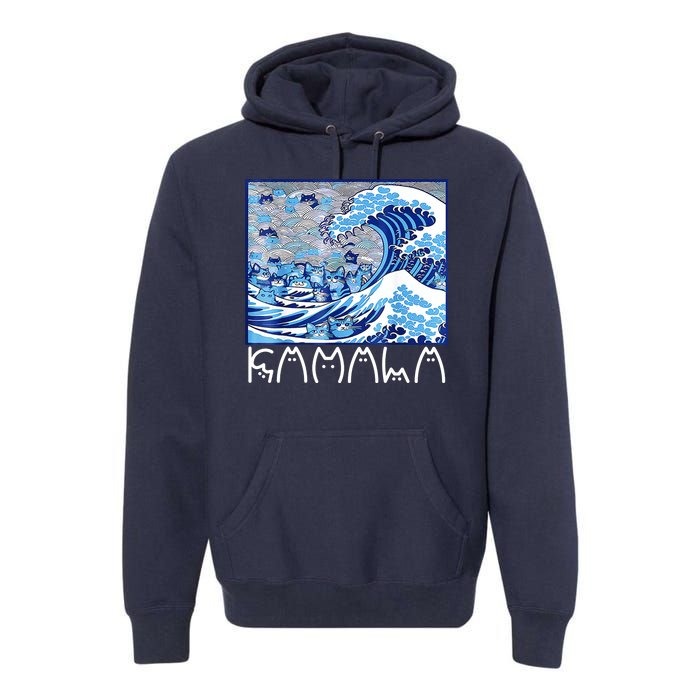 Kamala Harris Blue Cats Wave Funny Cat Premium Hoodie