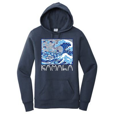 Kamala Harris Blue Cats Wave Funny Cat Women's Pullover Hoodie