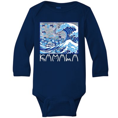 Kamala Harris Blue Cats Wave Funny Cat Baby Long Sleeve Bodysuit