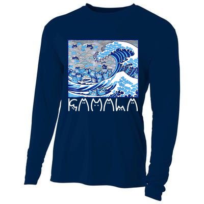 Kamala Harris Blue Cats Wave Funny Cat Cooling Performance Long Sleeve Crew