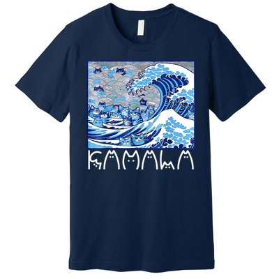 Kamala Harris Blue Cats Wave Funny Cat Premium T-Shirt