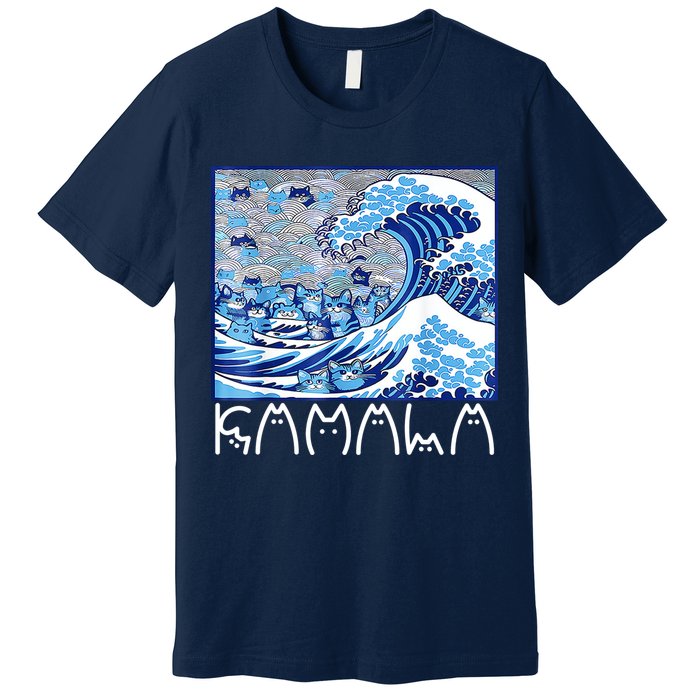 Kamala Harris Blue Cats Wave Funny Cat Premium T-Shirt