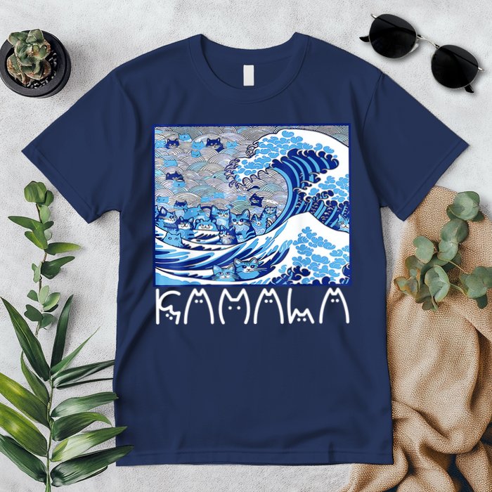Kamala Harris Blue Cats Wave Funny Cat Premium T-Shirt
