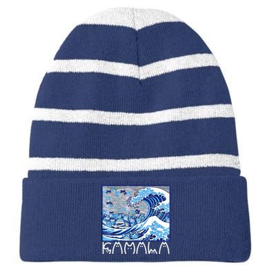 Kamala Harris Blue Cats Wave Funny Cat Striped Beanie with Solid Band